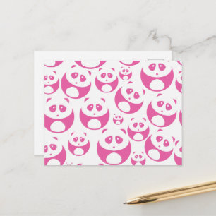 Kawaii Baby Pink und White Panda Muster Postkarte
