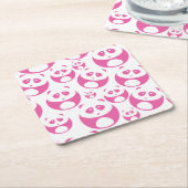 Kawaii Baby Pink und White Panda Muster Rechteckiger Pappuntersetzer (angewinkelt)