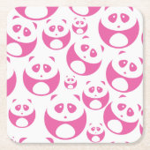 Kawaii Baby Pink und White Panda Muster Rechteckiger Pappuntersetzer (Vorderseite)