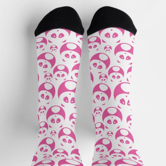 Kawaii Baby Pink und White Panda Muster Socken (Oben)