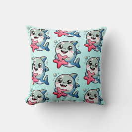 Kawaii Baby Shark & Starfish Ocean Kinderzimmer De Kissen