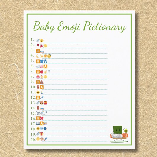 Kawaii Baby Shower: Sushi Baby Emoji Pictionary Flyer