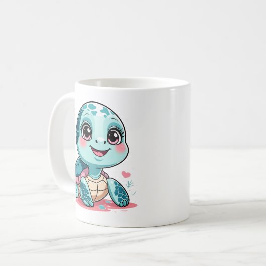 Kawaii Baby Turtle Mug Kaffeetasse (Vorderseite Links)