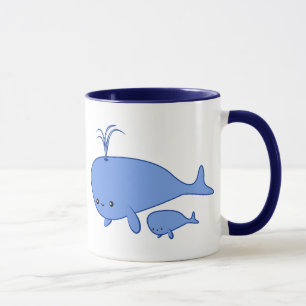 Kawaii Baby-Wal- und Mutterwhale Tasse