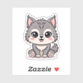 Kawaii Baby Wolf Animal Sticker (Blatt)