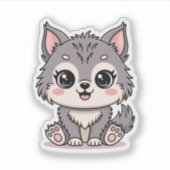 Kawaii Baby Wolf Animal Sticker (Vorderseite)