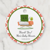 Kawaii Babydusche: Sushi und Salmon Roll Thema Geschenkanhänger (Rückseite)