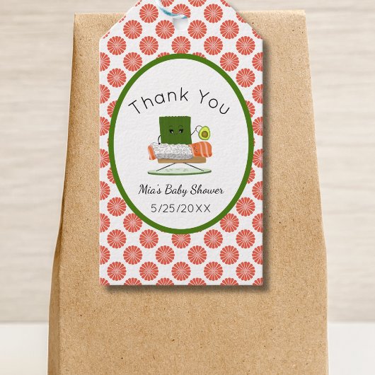 Kawaii Babydusche: Sushi und Salmon Roll Thema Geschenkanhänger