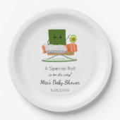 Kawaii Babydusche: Sushi und Salmon Roll Thema Pappteller (Vorderseite)