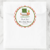 Kawaii Babydusche: Sushi und Salmon Roll Thema Runder Aufkleber (Tasche)