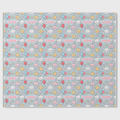 Kawaii Balloons Bunny Cherry Blossoms Pattern Geschenkpapier (Flach)