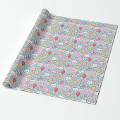 Kawaii Balloons Bunny Cherry Blossoms Pattern Geschenkpapier (Ungerollt)
