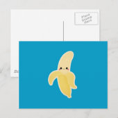 Kawaii Banana auf Blue Postkarte (Vorne/Hinten)