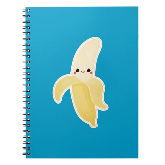 Kawaii Banane auf Blau Notizblock (Vorderseite)
