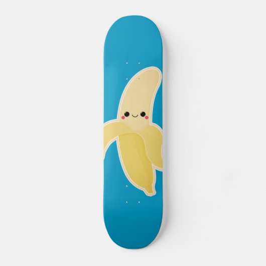 Kawaii Banane auf Blau Skateboard (Vorderseite)