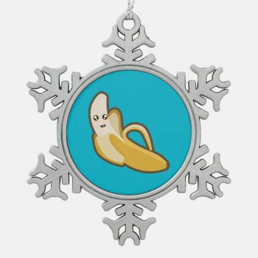 Kawaii Banane Schneeflocken Zinn-Ornament (Vorderseite)