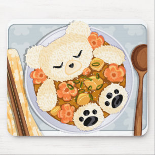 Kawaii Bären-Curry-Reis-Schale - Anime Süße Lebens Mousepad
