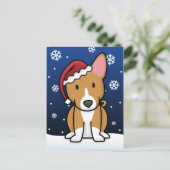 Kawaii Basenji Christmas Postcard Feiertagspostkarte (Stehend Vorderseite)