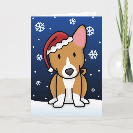 Kawaii Basenji Weihnachtskarte Feiertagskarte (Vorderseite)
