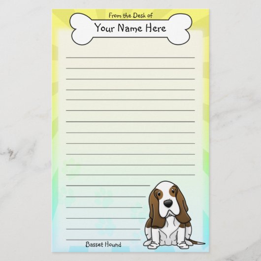 Kawaii Basset Hound Briefpapier (Vorderseite)