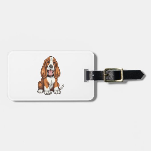 Kawaii Basset Hound Puppy Gepäckanhänger (Vorderseite horizontal)
