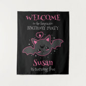 Kawaii Bat Halloween Birthday Party Wandteppich (Vorderseite)