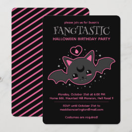Kawaii Bat Halloween Geburtstagsparty Einladung