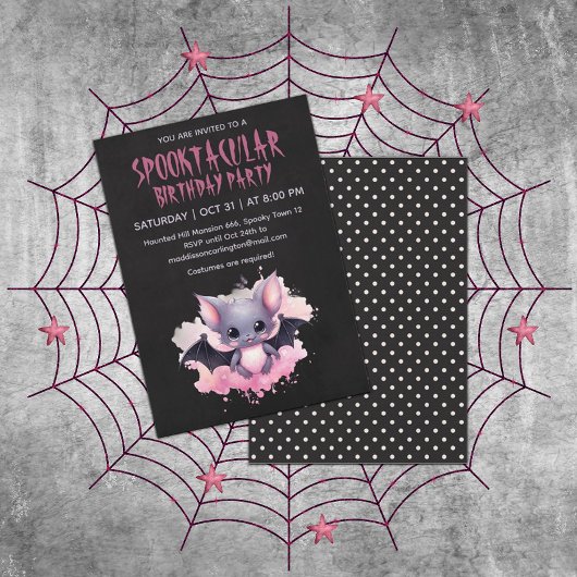 Kawaii Bat Halloween Geburtstagsparty Einladung