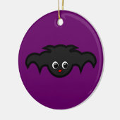 Kawaii Bat in Schwarz und Lila Keramik Ornament (Links)