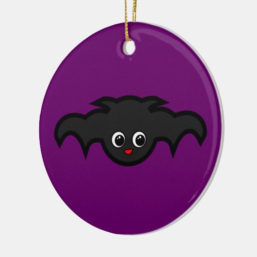 Kawaii Bat in Schwarz und Lila Keramik Ornament (Links)