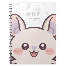 Kawaii Bat Pastel Notebook - "Daisuki" Notizblock
