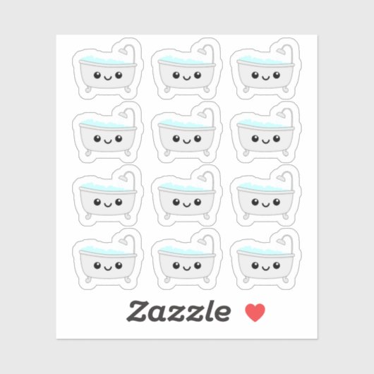 Kawaii Bathtub Wellness-Center Bath Time Erinnerun Aufkleber (Blatt)