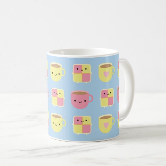 Kawaii Battenberg Cake & Cup of Tea Kaffeetasse (VorderseiteRechts)
