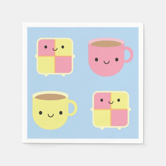 Kawaii Battenberg Kuchen & Cup of Tea Serviette (Vorderseite)