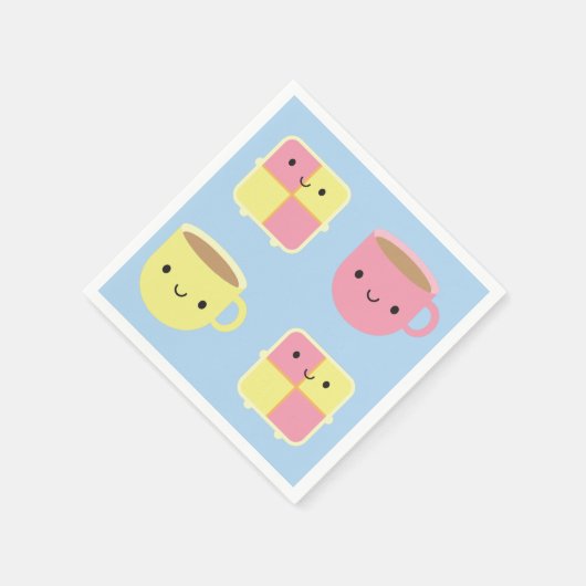 Kawaii Battenberg Kuchen & Cup of Tea Serviette (Ecke)