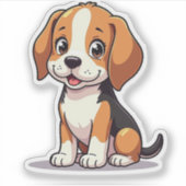 Kawaii Beagle Welpe - Sitzende Pose Aufkleber (Vorderseite)