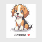 Kawaii Beagle Welpe - Sitzende Pose Aufkleber (Blatt)