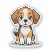 Kawaii Beagle Welpe - Sticker für schlampige Pose (Vorderseite)