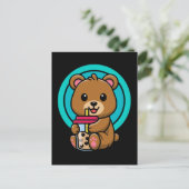 Kawaii Bear Drinking Bubble Tee Lover Postkarte (Stehend Vorderseite)