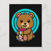 Kawaii Bear Drinking Bubble Tee Lover Postkarte (Vorderseite)