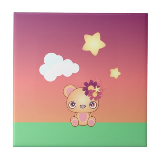 Kawaii Bear Fliese (Vorderseite)