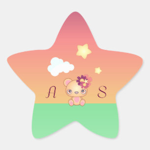 Kawaii Bear Stern-Aufkleber