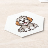 Kawaii Bearded Collie Puppy Untersetzer (angewinkelt)