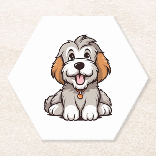 Kawaii Bearded Collie Puppy Untersetzer (Vorderseite)