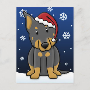 Kawaii Beauceron Weihnachtspostkarte Feiertagspostkarte