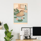 Kawaii Beaver Ukiyo-e Print Funny Bathroom Japandi Poster (Heimbüro)