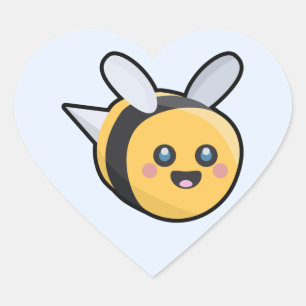 Kawaii Bee Herz-Aufkleber