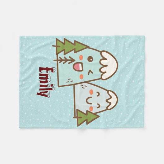Kawaii-Berge im Schnee Fleecedecke (Vorderseite (Horizontal))