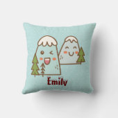 Kawaii-Berge im Schnee Kissen (Rückseite)