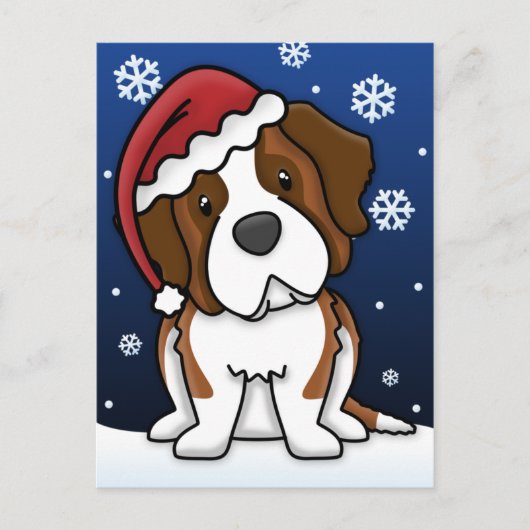 Kawaii Bernhardiner Weihnachtspostkarte Feiertagspostkarte (Vorderseite)